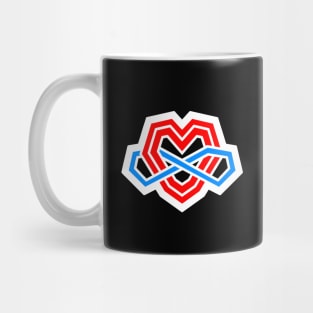 Polyamorous Pride Infinity Heart Symbol - Poly - White Red Blue - Polyamory Mug